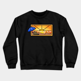 Beach Scene with Umbrella and Adirondack Chair Crewneck Sweatshirt